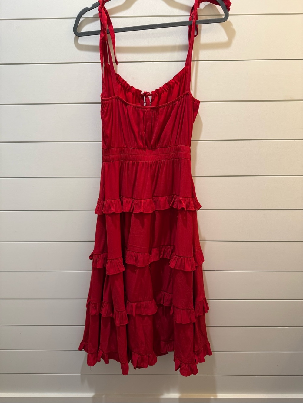 Pinch Red Tiered Ruffle Midi Dress